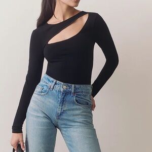 Cuyana Stretch Long Sleeve Tee Black Cutout S/M